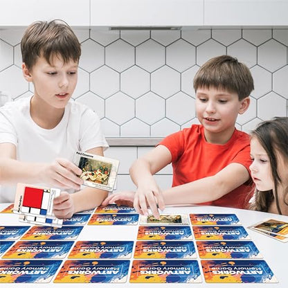 80 PCS Artwork Matching Game, 40 Famous Painting Memory Cards Bilingual Language Picture Match Game, Educational Learning Toys Enhance Memory & Matching Skills for Kids Ages 3 and Up - style: Artwork