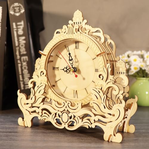 Music Park 3D Wooden Puzzle Clock Model Kits Building Kits Desktop Clock DIY Architectural Building Blocks Creative Gift Home Decor for Family | DIY desktop clock model building kit. Architectural design craft kits for adults. Home decoration and gift. -
