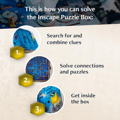 INSCAPE Atlantis Labyrinth Puzzle Box - Escape Room Game in A Box for Adults - Cluebox - Maze - Mind Puzzles for Adults - 3D Wooden Puzzle Boxes with Hidden Compartments | Cluebox 3D Wooden Maze Mechanism With Hidden Compartments - Challenging Brain Tease