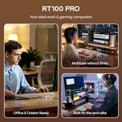 EPOMAKER RT100 PRO Wireless Gaming Keyboard with 1.54" Screen&Knob, RGB | 2.4Ghz/BT/USB-C, Hot Swap, 5000mAh, PBT Keycap, Custom Driver, Retro Mechanical Keyboard for Win/Mac (White, Creamy Jade) - size: Creamy Jade