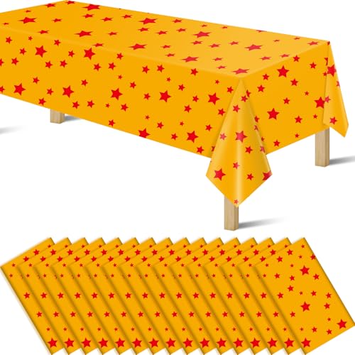 Anime Plastic Tablecloths for Rectangle Tables, Plastic Table Cover Disposable Red Stars Table Cloth for Party Decor Supplies Birthday Themed Party Decoration(54 x108) (16) - color: Red Star, size: 16 Pack