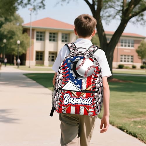 Baseball School Backpacks for Boys 8-12 American Baseball Boys Backpack for Kids Children Teens Elementary Middle School Students Bookbag Lightweight Travel Daypack Back Pack - color: Baseball