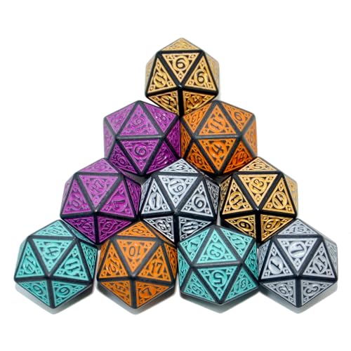 SmartDealsPro 10-Pack 20 Sided Dice D20 Polyhedral Dice for DND RPG MTG Table Game (Mix Retro Color 2) - color: Mix Retro Color 2