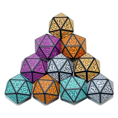 SmartDealsPro 10-Pack 20 Sided Dice D20 Polyhedral Dice for DND RPG MTG Table Game (Mix Retro Color 2) - color: Mix Retro Color 2