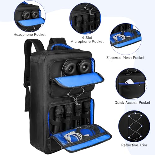 DJ Controller Case Compatible with Pioneer DDJ-FLX4/DDJ-REV1/DDJ-SB3/400 | Multi-Pocket for 16" Laptop,Mic & Headphone,Padded DJ Backpack for Numark Mixtrack Pro FX,Mixstream Pro,Hercules Inpulse 500