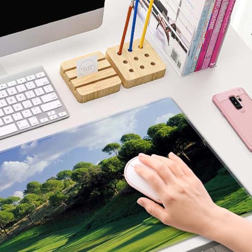 Golf Course Desk Mat Green Large Extended Mouse Pad XL Desk Pad Gaming Mousepad Keyboard Mouse Mat for Computer Laptop 31.5''X11.8'' Non-Slip Rubber Base with Stitched Edges - color: Golf Course