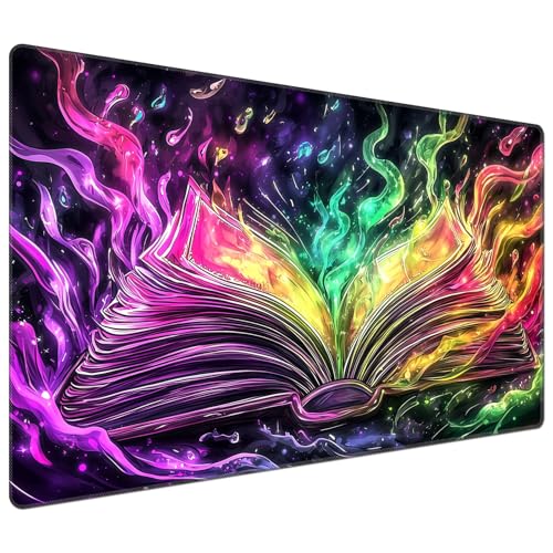 DEGDFSGR for MTG Playmat 24 x 14 inches for TCG Playmats Non-Slip Rubber Base Commander Playmat HD Cover for Magic Play Mat Iorcana Trading Card Game, Colorful Light Magic Book - color: Colorful Light Magic Book, size: 24" x 14"