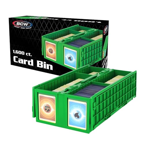 BCW Collectible Card Bin - Holds up to 1600 Cards | Large Card Storage Box for Loose Trading Cards | Pokemon, MTG, and Sports Card Storage Boxes | Sorting Card Box (Green, Single) - size: Single