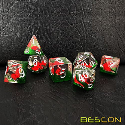 Bescon Red Ladybug RPG Dice Set of 7, Novelty Ladybugs Polyhedral Game Dice Set