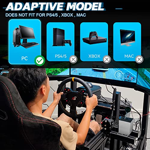 64 Bit USB PC Handbrake, Sim Handbrake Compatible with Logitech G27 G29 G920 T500 T300 FANATECOSW Steering Wheel Linear E Brake for Racing Games Simulate Dirt Rally Hall Sensor with 78 inch USB Cable (With Clamp, Blue) | Hall Sensor compatible with Logite