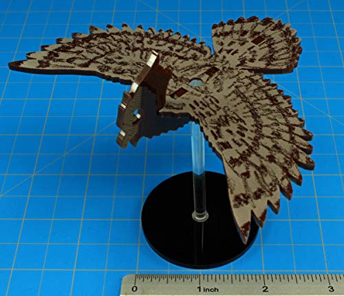 LITKO Owl Character Mount | Compatible with D&D & Pathfinder | Brown acrylic owl mount | 50mm round base, clear peg | 30mm platform for hero | Requires glue assembly - style: Owl
