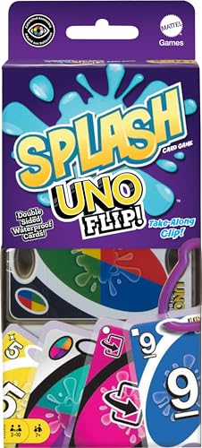 Mattel Games UNO Flip! Splash Card Game for Kids, Adults & Game Night with Water-Resistant Double-Sided Cards - style: Uno Flip Splash