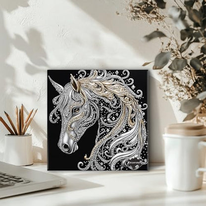 PICKFORU Horse 1000 Piece Puzzle for Adults, Diamond Horse Jigsaw Puzzles Line Art, Challenging Hard Animal Puzzle as Home Decor - style: Diamond Horse