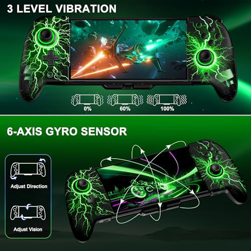NealGamefy Switch Controllers,Wireless Switch Pro Controller for Nintendo Switch/OLED Controller,Upgrade Full-Size Ergonomic One Piece Handheld Controller with Programmable,TURBO,Vibration - color: Black-lightning