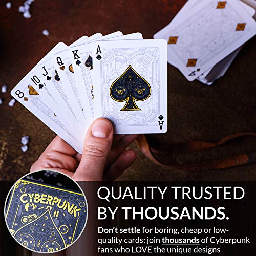 Cyberpunk Gold Playing Cards, Cardistry Decks, White Deck of Playing Cards for Kids & Adults, Cool Playing Cards with Card Game e-Book, Unique Playing Cards for Poker, Cyberpunk Cards - color: Gold