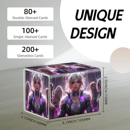 Trading Card Storage Box, Holds 100+ for MTG Cards, PU Leather with Magnetic Closure, Fantasy Female Elf Group Durable Deck Box for Magic the Gathering, Trading Card Games - color: Fantasy Female Elf Group