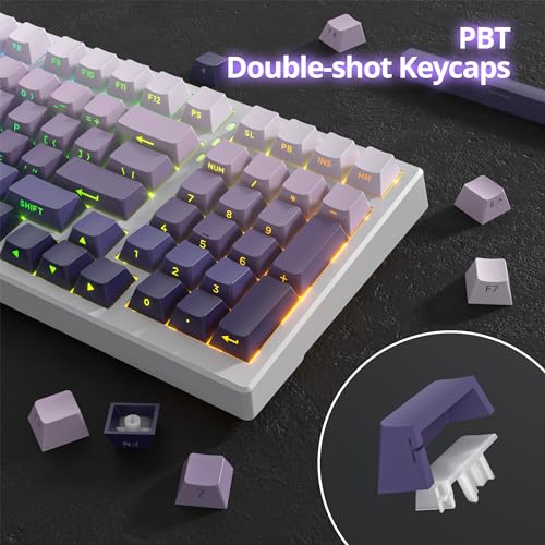 133 Keys PBT Gradient Gray Side Printed Keycaps,Double Shot Shine Through Custom Cherry Profile Keycaps for for Cherry/Gateron MX switches 60 Percent / 68/75% Gaming Mechanical Keyboard (star purple)
