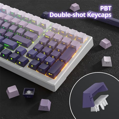 133 Keys PBT Gradient Gray Side Printed Keycaps,Double Shot Shine Through Custom Cherry Profile Keycaps for for Cherry/Gateron MX switches 60 Percent / 68/75% Gaming Mechanical Keyboard (star purple)