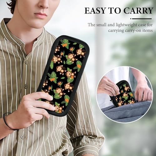 PPIKTC Hard Shell Carrying Case with 15 Game Card Slots, Protective Bag Compatible with Nintendo Switch, Green Leaves Cute Funny Monkey - color: Design (218)