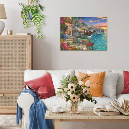 Ravensburger - Grandiose Greece - 1000 Piece Jigsaw Puzzle - Stunning, Exciting Coastal Sunrise Over Town - Bold Colors - Enticing Scene - Ideal Gift - Frameable Art - Puzzles for Adults - style: New Packaging