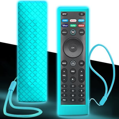 Case for Vizio TV Remote, Cover Compatible with Vizio Smart TV Remote Control XRT136 / XRT140 Silicon Universal Sleeve Skin Glow in The Dark Blue - color: Glow Blue