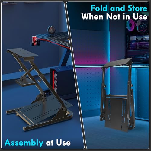 Slendor Racing Wheel Stand for Logitech G29/G920/G25/G27 | Adjustable Height (22-26") & Angle Wheel Stand. Foldable for Space-saving. Steel frame, Anti-slip Rubber Feet