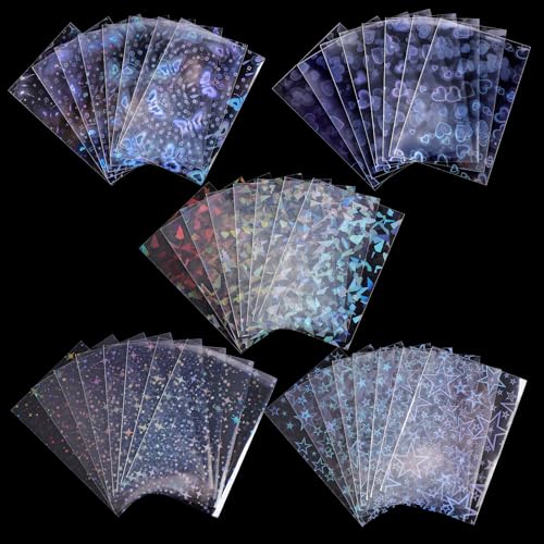 400 Pcs Kpop Photocard Sleeves 58×89mm Laser Flashing Photo Card Sleeves PVC Free & Acid Free Photocards Holder for Kpop Albums Photo Cards - style: Holographic Style