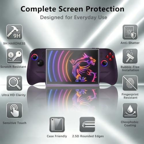 2 Pack Screen Protector for MSI Claw 8 EX AI+ CG3EM Gaming Handheld,9H Hardness,HD Clear,Scratch Resistant,Tempered Glass Film for MSI Claw 8 EX AI+ Portable Console - size: 2 Pake