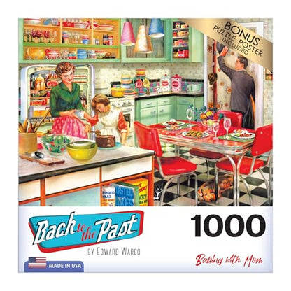 RoseArt - Back to The Past - Baking with Mom - 1000 Piece Jigsaw Puzzle for Adults - style: Baking with Mom