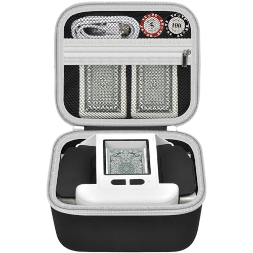Casmliee Hard Card Shuffler Case for Square Auto Shufflers (Black, Medium) | EVA hard shell, fits base-free square card shufflers, stores up to 6 decks and charger for home game nights and travel - color: Black, size: Medium
