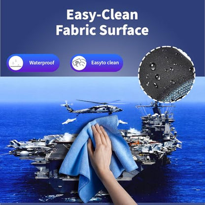 Aircraft Carrier Large Blue Mouse Pad, US Navy Patriotic Military Desk Mat | Fighter Jet Group and Helicopter, Nature Ocean Scenery, 31.5" x 11.8", XXL Gaming Stitched Keyboard Mat, Smooth, Anti-Slip - color: Aircraft Carrier Navy Blue Ocean
