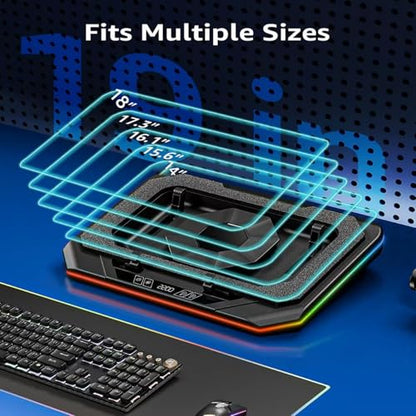 Cooling Pad for Asus ROG Strix Scar 18 Strix G18 18 inch Gaming Laptop | Cooler It is a Well Deserved Heat Dissipation Monster,with Powerful Turbo Fan Can Fast Cooling, 6 RGB Light Mode, Touch Start