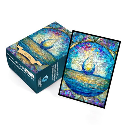 Katomula 100 MTG Card Sleeves with 100 Inner Sleeves, Textured Back Art Sleeves, Fit Standard Size Cards - Island - color: Island