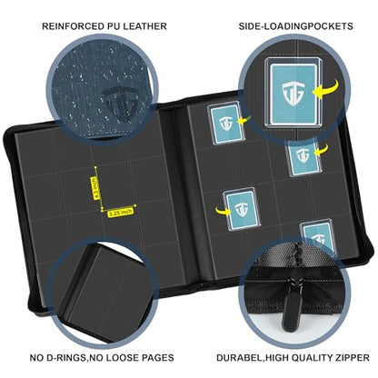 16 Pocket Toploader Binder,Holds 640 3”x4” Toploader Hard Cases,Sleeves Card Collection Binder,20 Double Sided Pages,Compatible with Trading & Sports Holder (Dark Blue) - color: Dark Blue, size: 16 Pocket