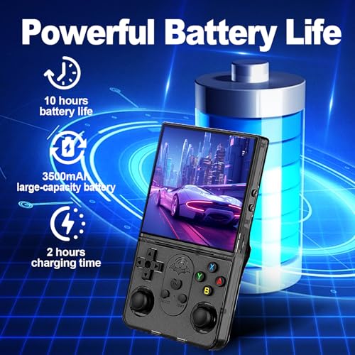 S600 Retro Gaming Console, Retro Handheld Console 4.0'' Screen Linux System, 64G TF Card, Support 30+ Simulators, 3500mAh Rechargeable Portable Pocket Arcade - color: Black