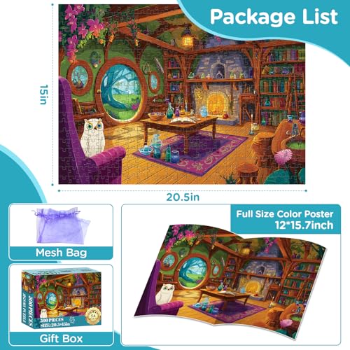 500 Piece Puzzles for Adults,Owl Forest Jigsaw Puzzles 500 Pieces,Magic House Puzzle 500 Pieces Adult Funny Jigsaw Puzzle Premium Cardboard Puzzles Home Decor Birthday Party Gift - style: Magic House