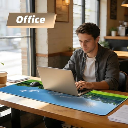 Galdas Gaming Mouse Pad XXL XL Large Long Extended Big Mousepad Non-Slip Rubber Keyboard Mouse Pad with Stitched Edges for Laptop Home Office (31.5x11.8x0.08 Inch) … (Grass) - color: Grass