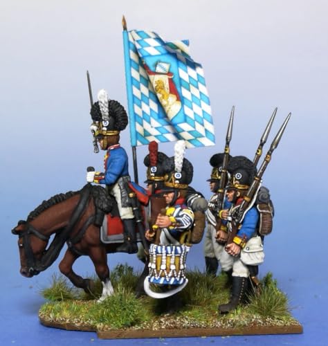 Wargames Delivered - Victrix Bavarian Infantry 1809 Set with Bonus Miniature STL Download - 58 Highly Detailed 28mm Miniatures with Mounted Colonels for Wargaming & Tabletop Strategy Games