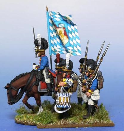 Wargames Delivered - Victrix Bavarian Infantry 1809 Set with Bonus Miniature STL Download - 58 Highly Detailed 28mm Miniatures with Mounted Colonels for Wargaming & Tabletop Strategy Games