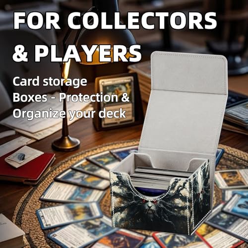 Trading Card Storage Box, Holds 100+ for MTG Cards, PU Leather with Magnetic Closure, Shadow Wraith with Glowing Red Eyes Durable Deck Box for Magic the Gathering, Trading Card Games - color: Shadow Wraith with Glowing Red Eyes