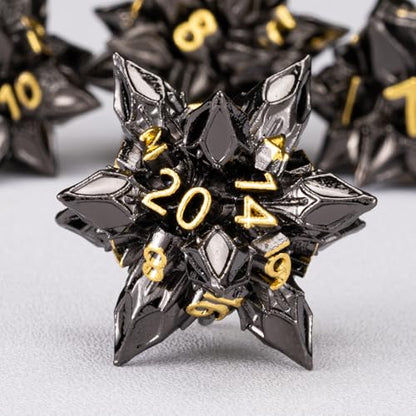 DND Dice Set Metal,Polyhedral D&D Metallic Heterotypic D and D Dice with Cracks for Dungeons and Dragons RPG TTRPG 7-Die Set with Gift (Heterotypic, Heterotypic-Black Nickel) - color: Heterotypic-black Nickel, style: Heterotypic