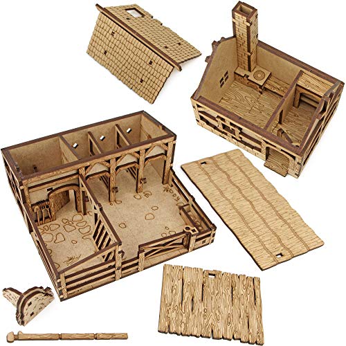 TowerRex Village DND Terrain 28mm Terrain DD Table Fantasy Miniature for Warhammer, Pathfinder, D&D