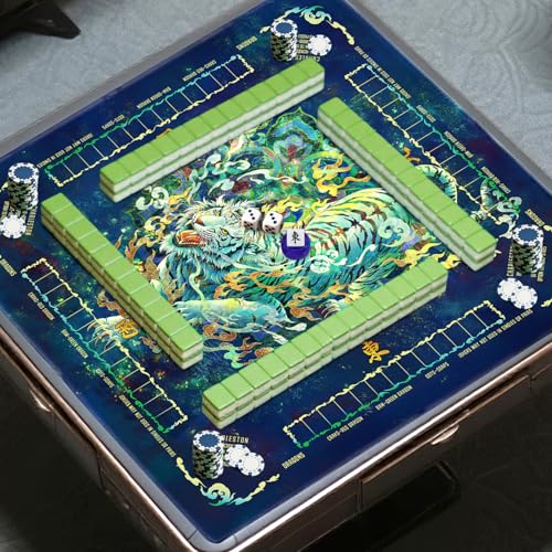 Mahjong Mat,Non-Slip and Noise Reducing Portable Mahjong Accessories | 31.5" x 31.5" with a Carrying Bag,Game Table Mat for Board Games, Card Games, Dominoes - color: Tiger