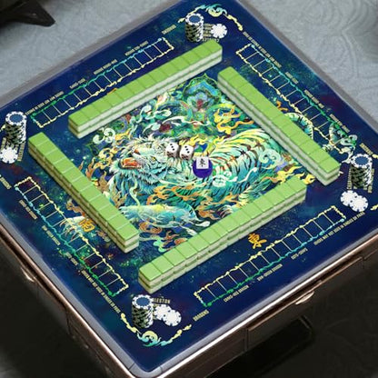 Mahjong Mat,Non-Slip and Noise Reducing Portable Mahjong Accessories | 31.5" x 31.5" with a Carrying Bag,Game Table Mat for Board Games, Card Games, Dominoes - color: Tiger