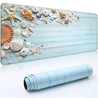 Desk Mat Pad,Large XXL Extended Mouse Pad Mat for Desktop Keyboard | 35''×15.6'' XXL Extended Gaming Mouse Pad with Non-slip Base Desk Matt Mousepad for Computer,Office,Keyboard and Laptop - color: C5-Sea Shell