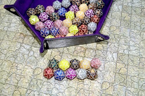 SmartDealsPro 50-Pack D6 D12 D20 6 12 20 Sided Dice Polyhedral Dice with Pouch for DND RPG MTG Table Game (D20, Dragon Pattern) - color: Dragon Pattern, style: D20