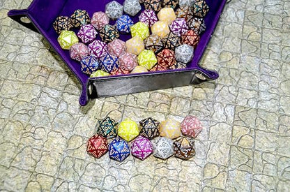 SmartDealsPro 50-Pack D6 D12 D20 6 12 20 Sided Dice Polyhedral Dice with Pouch for DND RPG MTG Table Game (D20, Dragon Pattern) - color: Dragon Pattern, style: D20