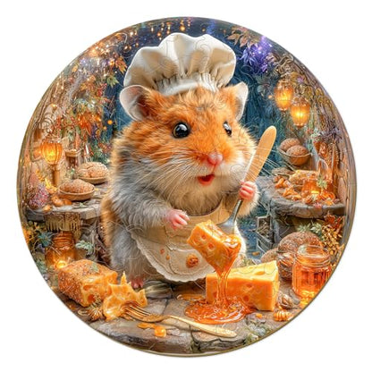 50 Piece Puzzles for Kids - Chef Hamster Wooden Puzzles for Kids Ages 4-6 - Kids Puzzles with Unique Animals Shapes - Spring Gifts for Girls and Boys (11.4 * 11.4 in) - color: Chef Hamster