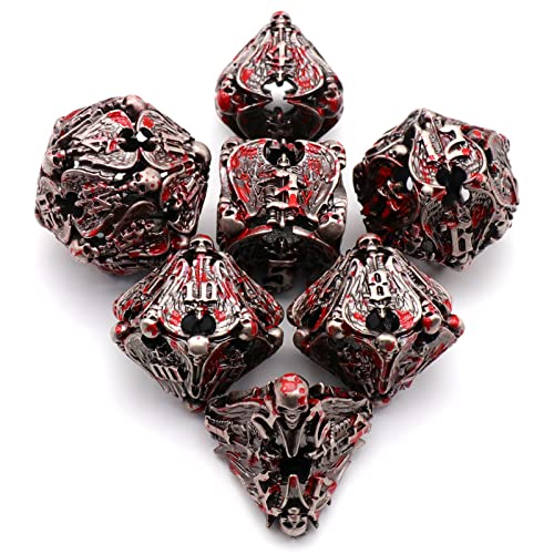 DND Dice,Metal Dice Set with Box HNCCESG,Hollow Dice Set of 7,Game dice for Dungeons and Dragons,Role Playing Dice Gaming for Board Game RPG (Angel Blood Splatter) - color: Angel Blue