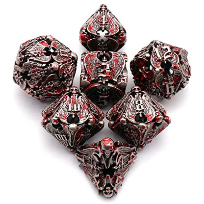 DND Dice,Metal Dice Set with Box HNCCESG,Hollow Dice Set of 7,Game dice for Dungeons and Dragons,Role Playing Dice Gaming for Board Game RPG (Angel Blood Splatter) - color: Angel Blue
